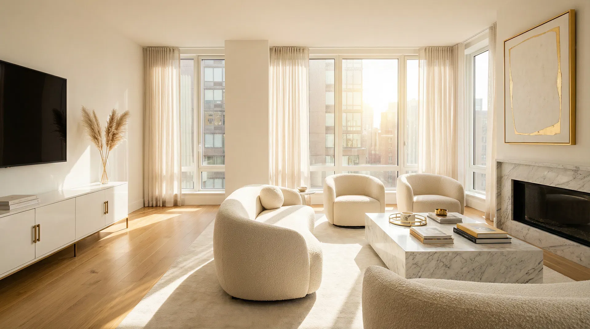 Bright, professionally cleaned living room
